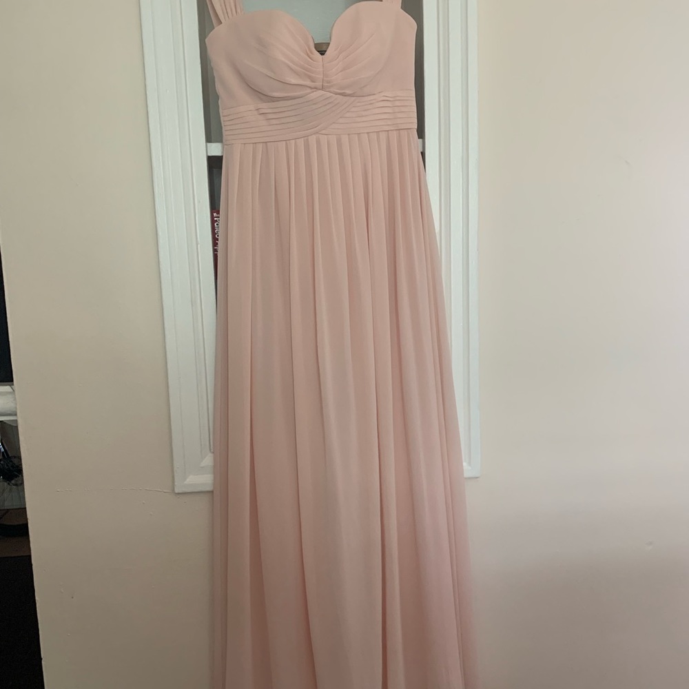 Lulus convertible neckline chiffon gown BLUSH